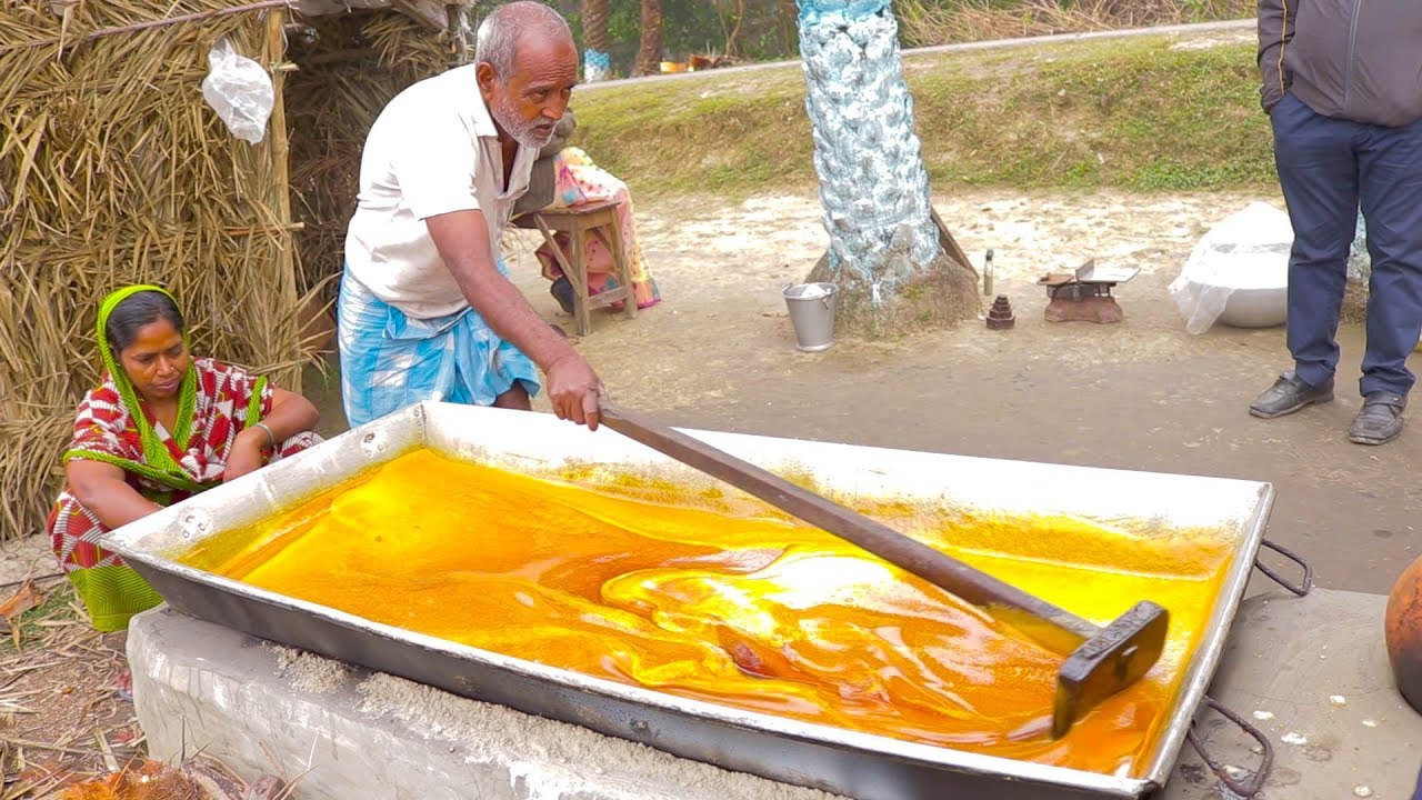 INDIAN Jaggery Making Process in Village |  Jaggery Production