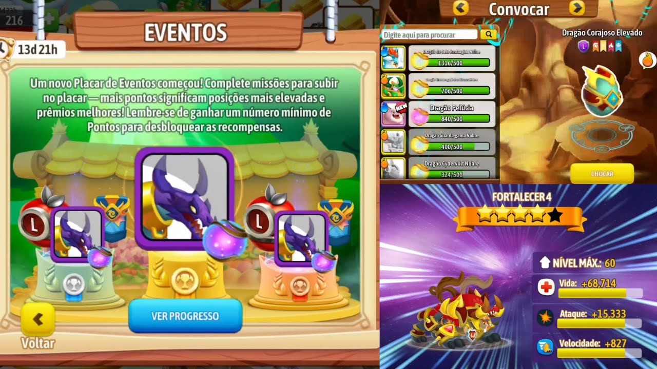 Dragon City - A Placar do Global, Choquei o Corajoso Elevado e 4ª do Berserker Raízes da Cólera
