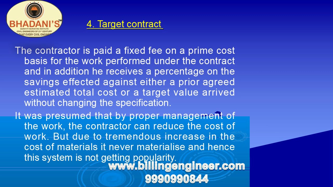 WHAT IS TARGET CONTRACT ?? BHADANIS INDIA 9990990844