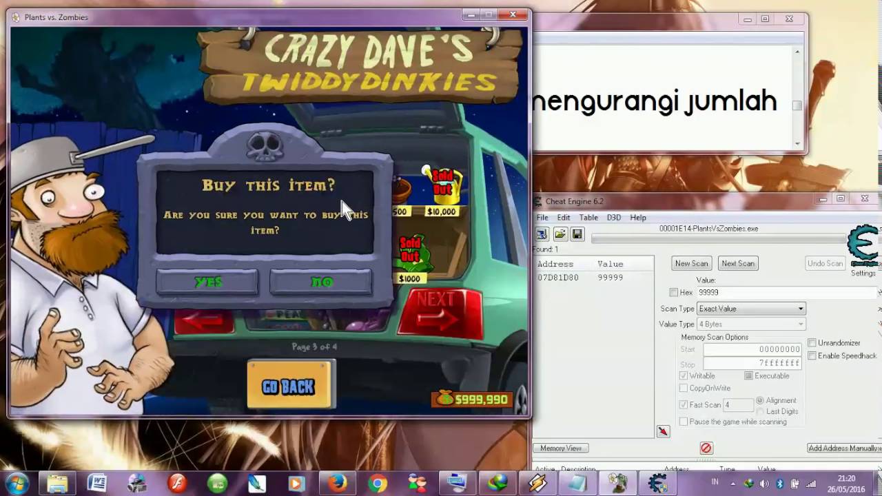 Cheat uang Plants vs Zombie
