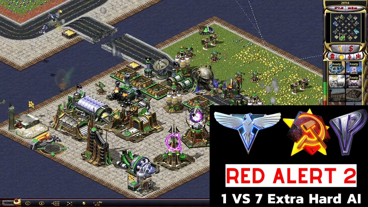 Red Alert 2 Yuri's Revenge | 1 Yuri vs 7 Brutal AI I Concrete islands
