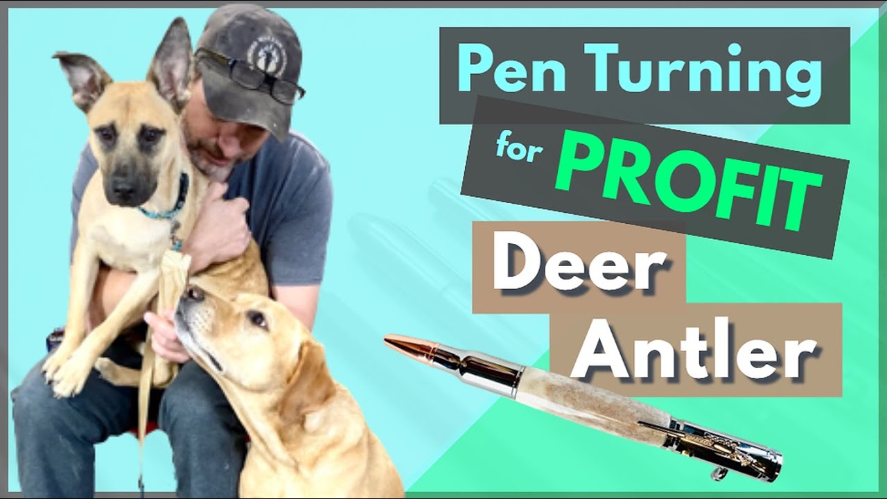 How to Make a Pen for Profit - Deer Antler || Pen Turning for Beginners