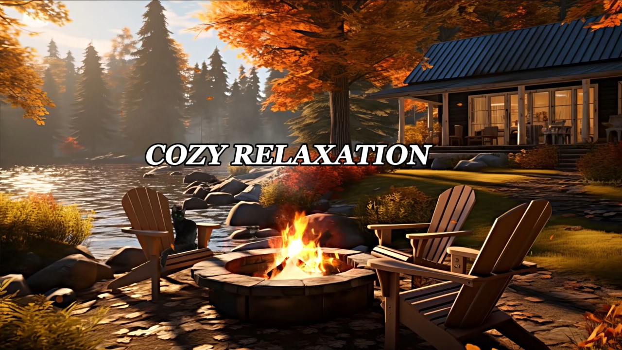 Soft Guitar Study Session 🌅 Cozy Lakeside Cabin at Sunset (4 Hours)