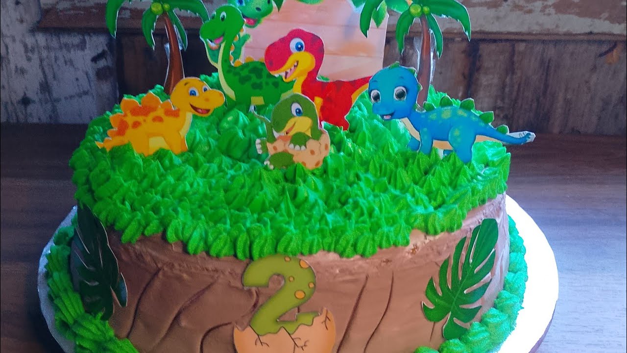 Bolo de dinossauro de 2 anos do Asafe 
