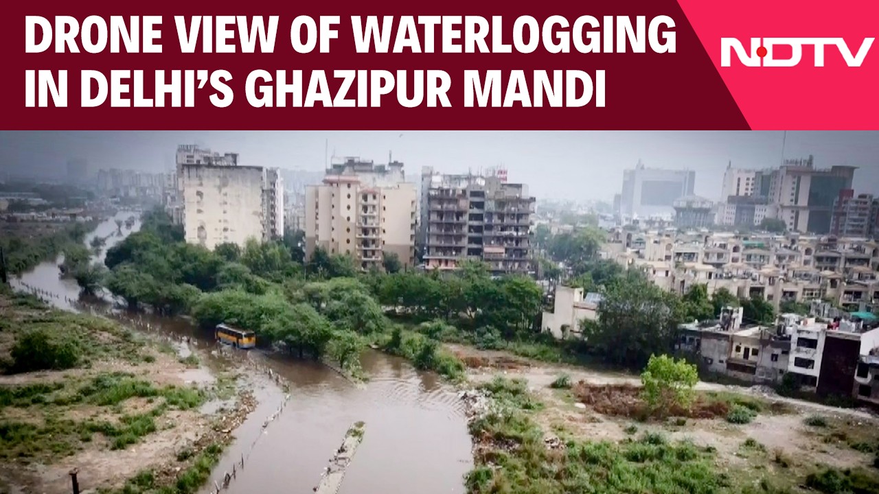 Delhi Rain Today | Drone Captures Massive Waterlogging At Ghazipur Mandi After Heavy Rain In Delhi