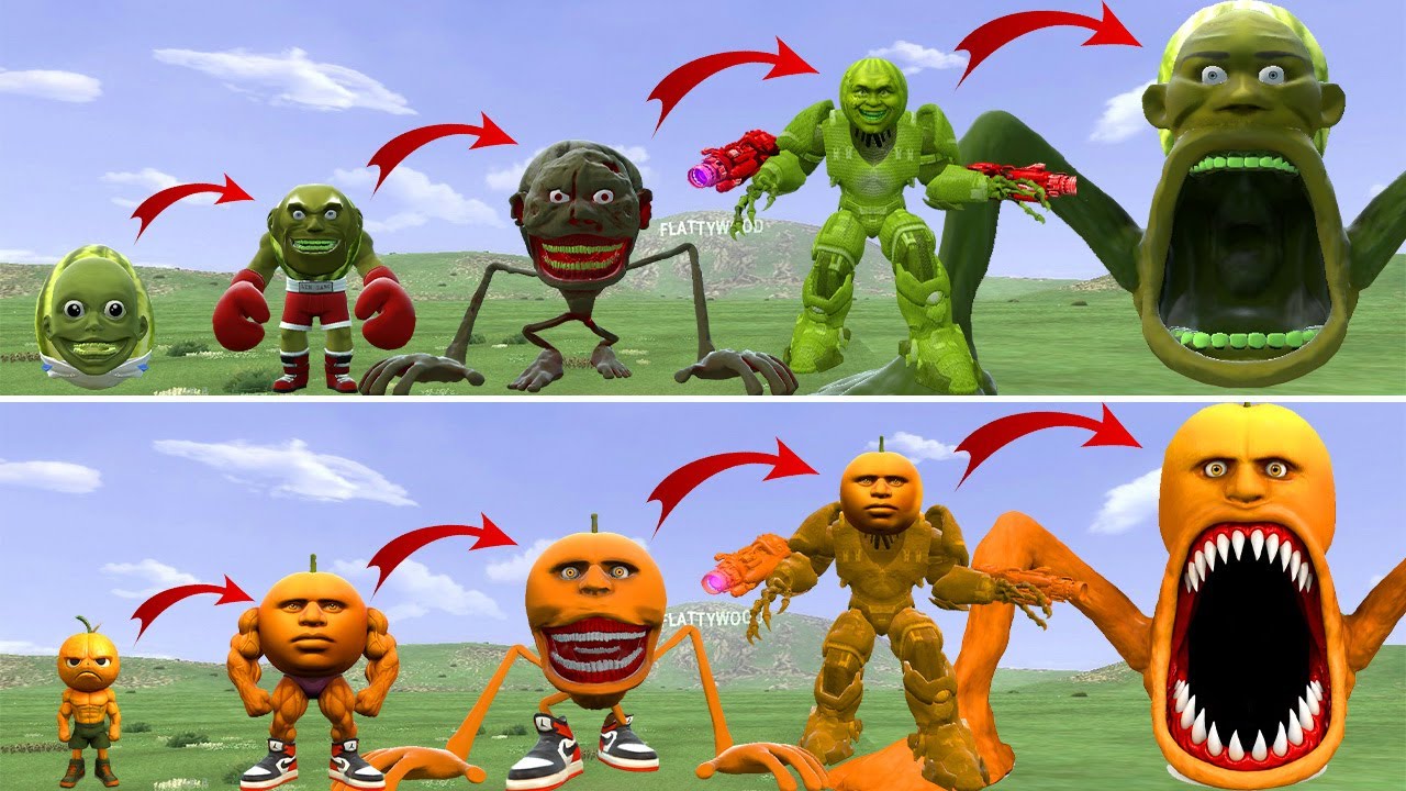 HOT: ALL THE NEW EVOLUTIONARY FORMS OF KING LINGANG MELON VS KING ODINDINDUN IN GMOD!