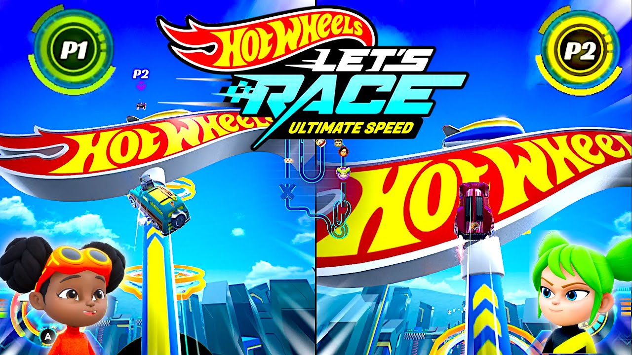 Hot Wheels Let's Race Ultimate Speed ​​– Разделенный экран для двух игроков Spark Surf N Turf VS ...