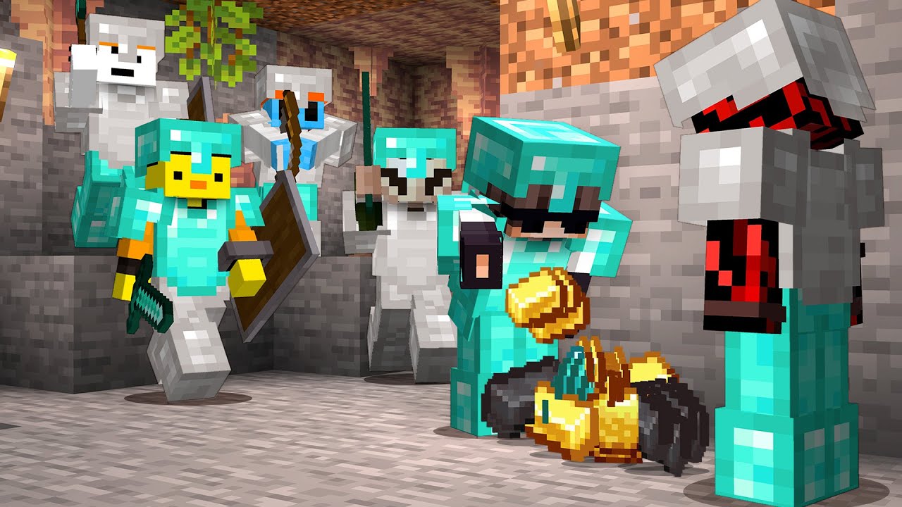 Minecraft Speedrunner VS 5 Hunters, But There's An Imposter