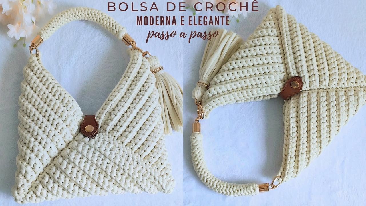 Como fazer Bolsa TRIANGULAR de Crochê: elegante, moderna e fácil para iniciantes passo a passo