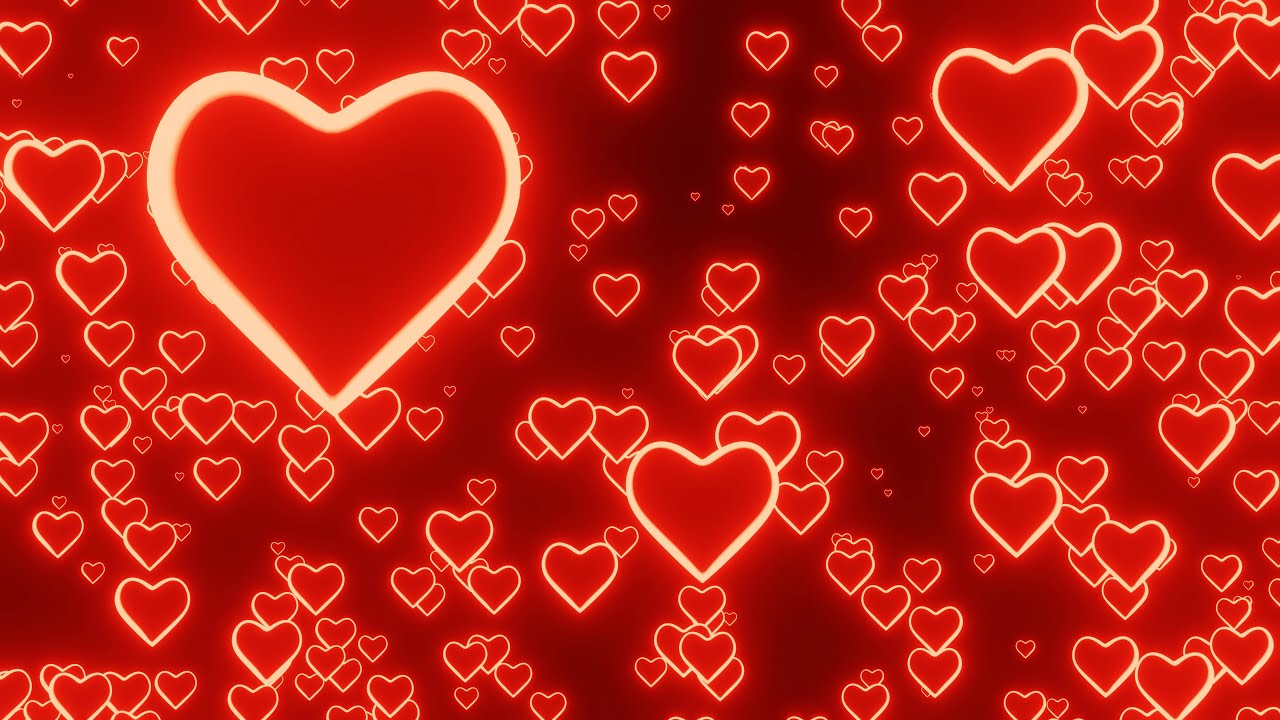 4K Floating Glowing Red Hearts - Valentine&rsquo;s Day - Free Motion Background