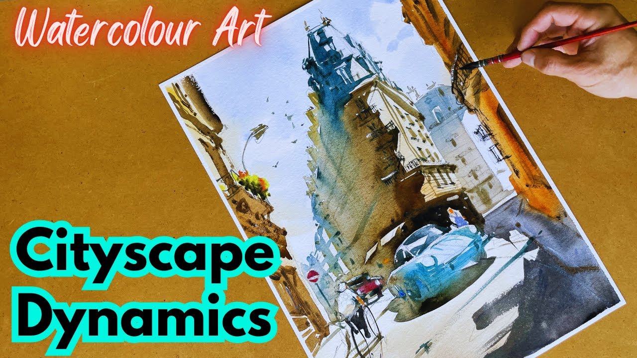 Cityscape Dynamics: Watercolour Painting Tutorial on Urban Light & Shadow