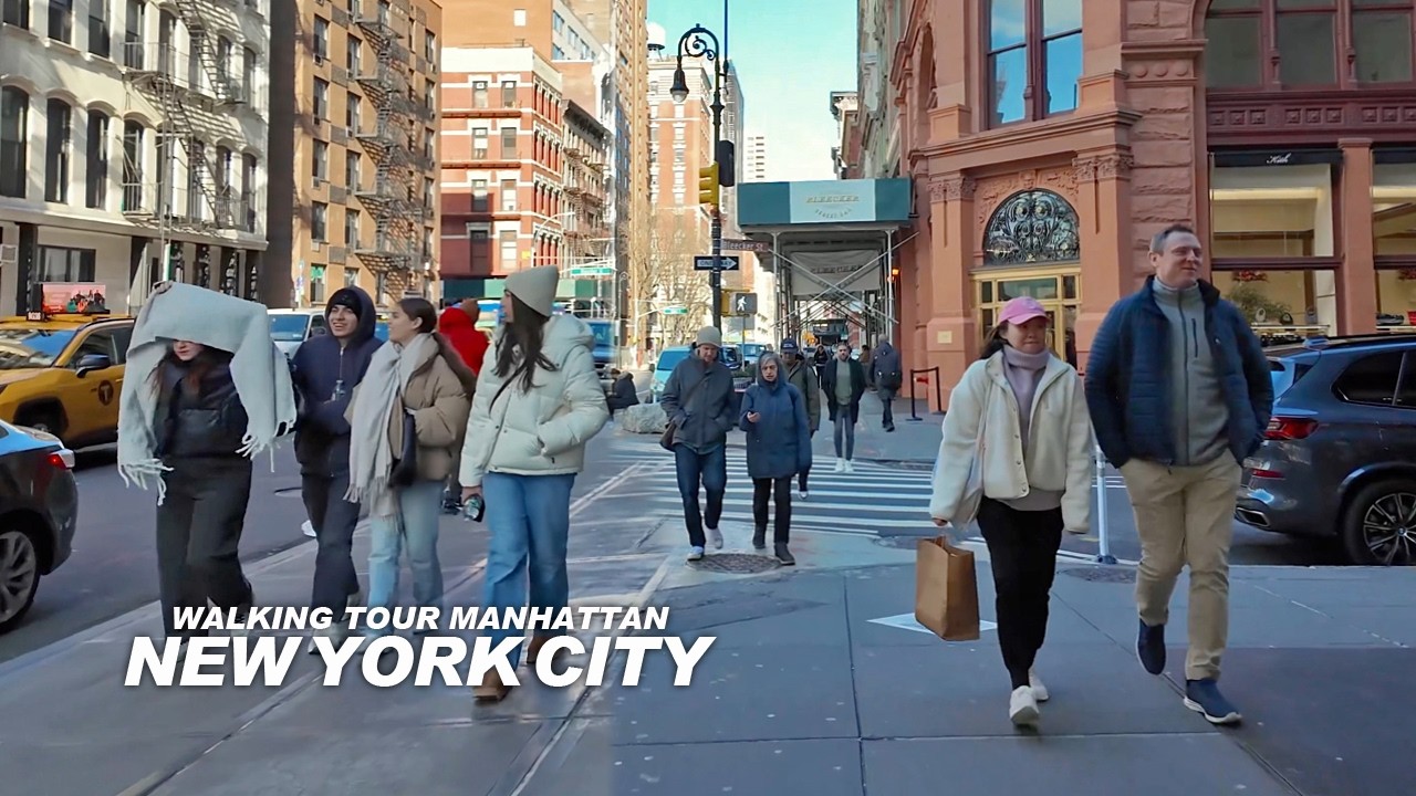 New York Manhattan Winter Walk, Broadway, Union Square, Madison Avenue, Columbus Circle & 5th Avenue
