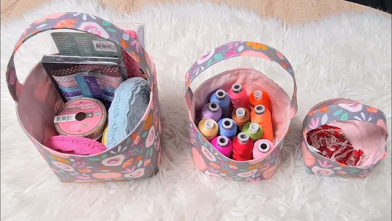 Корзина для ткани DIY 3 размера | Учебник по тканевой корзине | Сумка-корзина-ведро DIY
