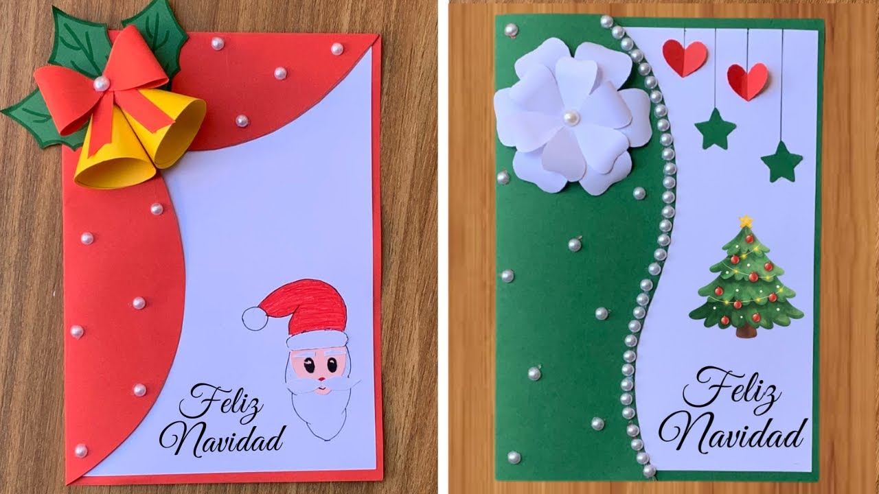 Tarjeta de Navidad Elegante 2025 | Christmas Card DIY con Flores y Campanas Hechas a Mano