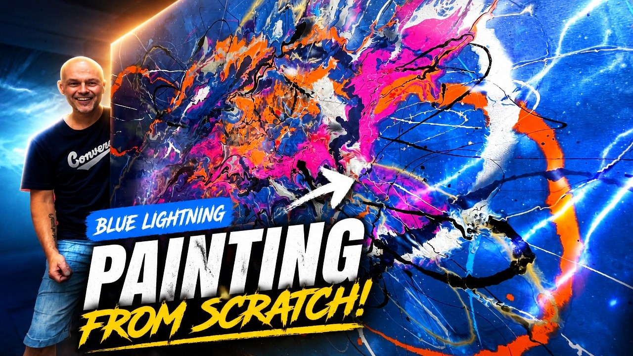 The making of Blue Lightning - large abstract art