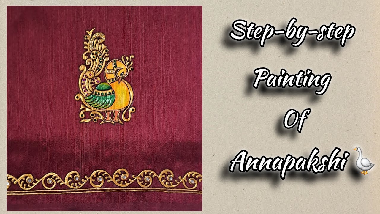 Process video & ideas of tanjore style fabric Annapakshi painting for blouse sleeve 