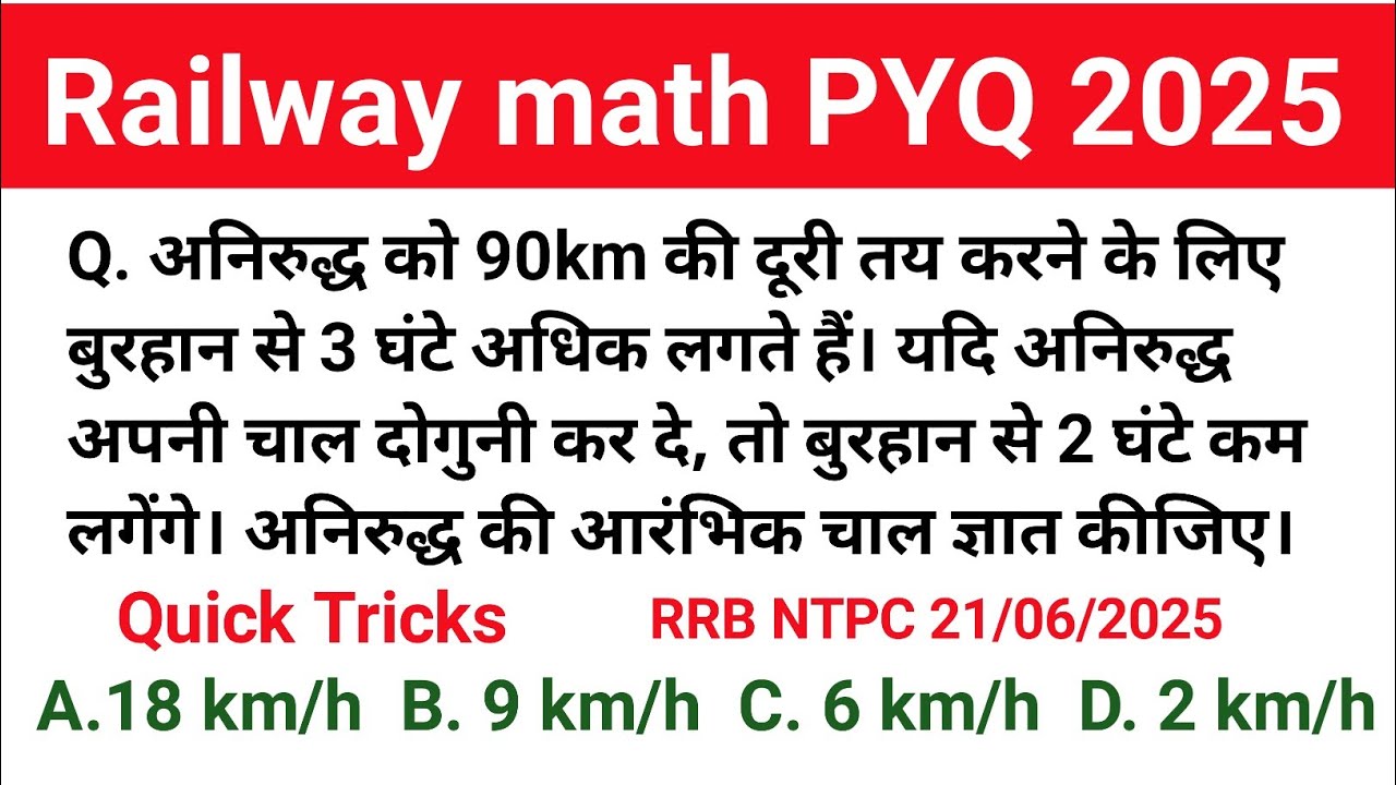Railway math pyq 2025 || best tricks के साथ।