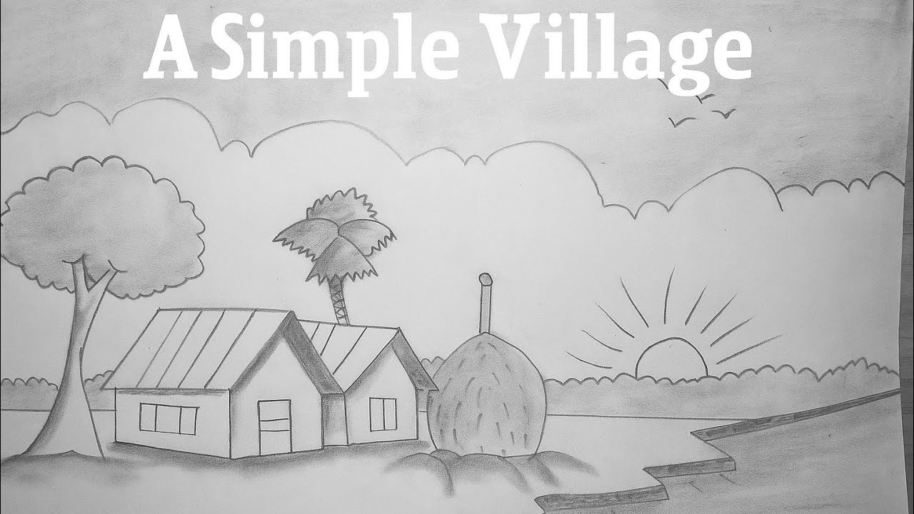 A Simple Village Drawing / গ্রামের দৃশ্য আঁকা