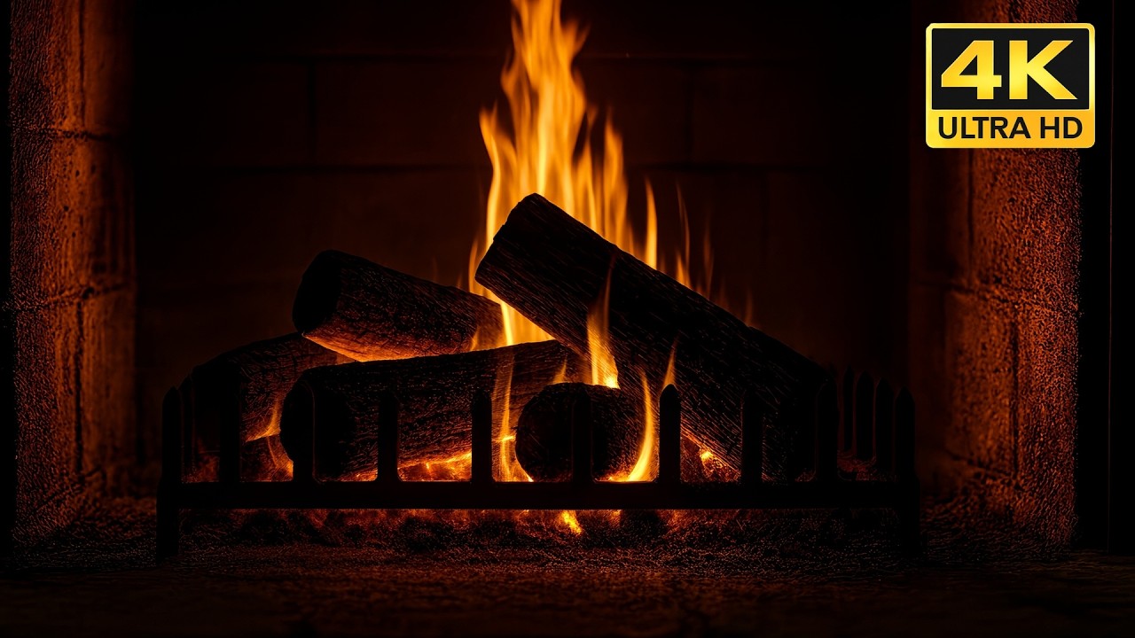 Crackling Fireplace Ambience – 1 Hour 4K Fire for Sleep, Meditation & Stress Relief