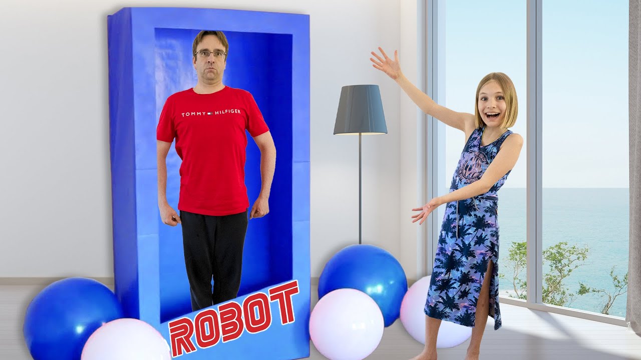 Amelia and Robot Toy Dad surprise Granny