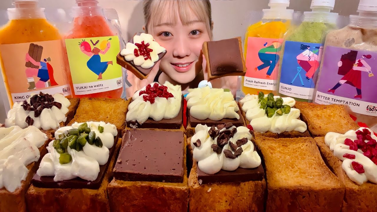 ASMR Печенье с шоколадным кремом Смузи【русские субтитры】【Mukbang/ Eating Sounds】