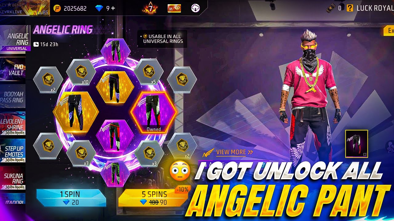 Angelic Pant Ring Event Free Fire 🔥 I Got Unlock All Angelic Pant | Free Fire New Event Today