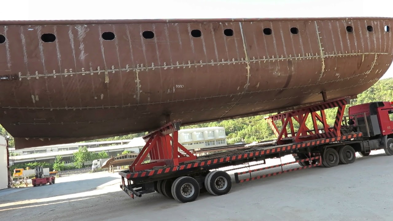 Radež Blato (Korčula - HR) shipyard  - section transport to Bristva site