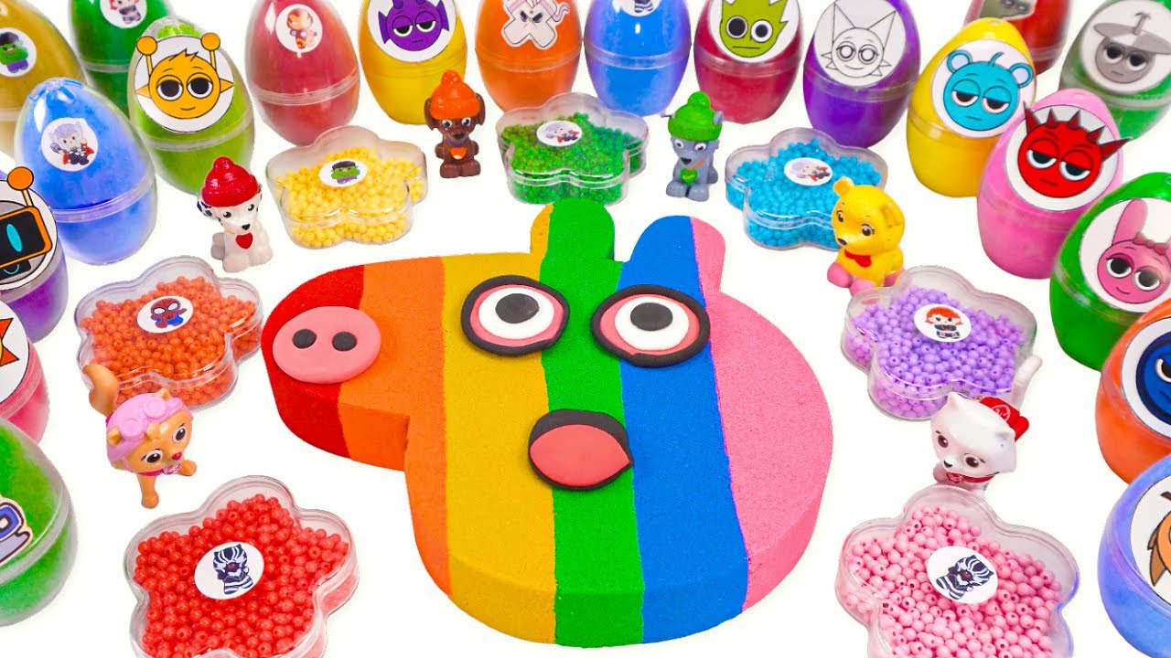 ASMR How to Make Satisfying Cute Rainbow PEPPA PIG's Face with Kinetic Sand 🌈Satisfying Video