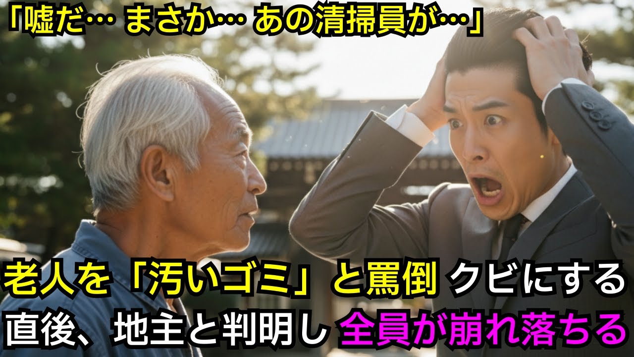 清掃員の老人を「汚いゴミ」と罵倒しクビにした部長。直後、黒塗りの車から現れた地主の正体を知り、社員600人全員が崩れ落ちた理由…【感動する話】【朗読】