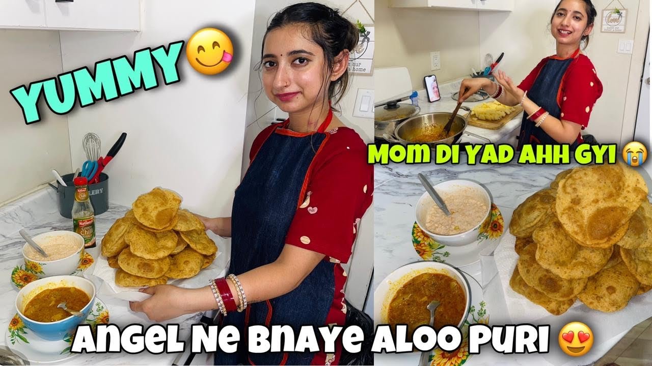 Angel Ne Bnaye Aloo Puri 😍😋❤️| Mom Di Yad Ahh Gyi 😭😔| ANGEL KITCHEN