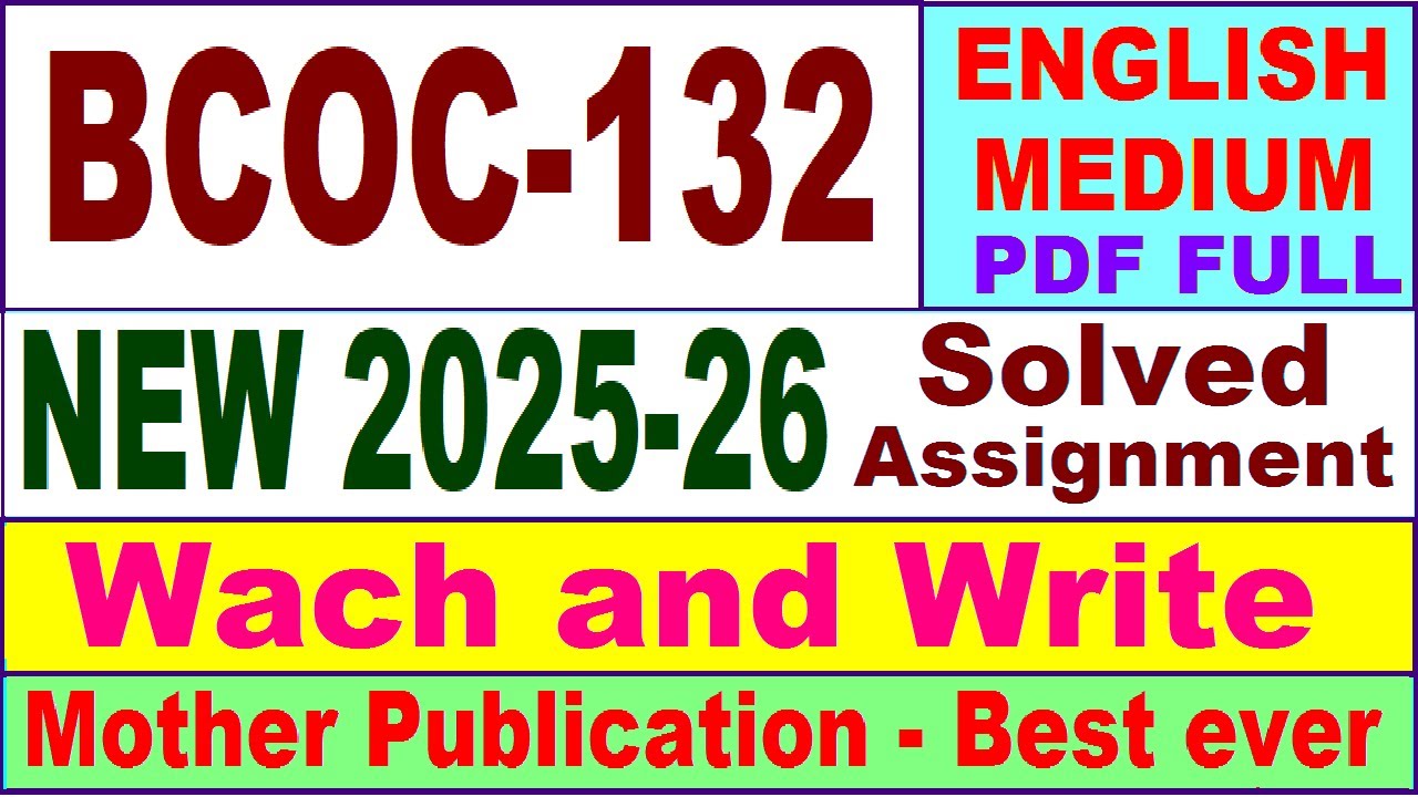 BCOC 132 solved assignment 2025-26 in English || bcoc 132 solved assignment 2026 || ignou bcoc132