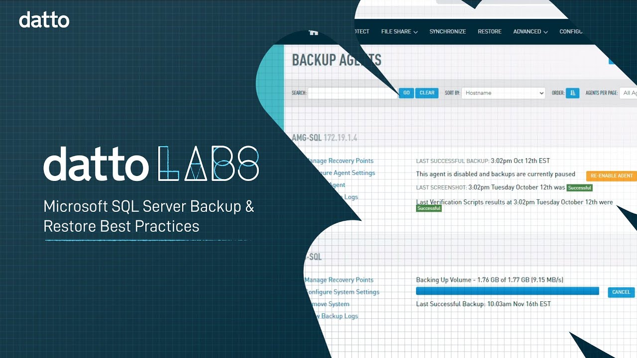 Datto Labs: Microsoft SQL Server Backup & Restore Best Practices