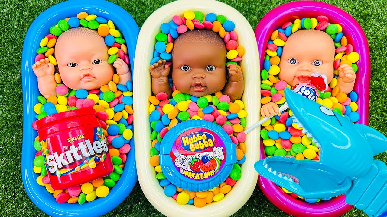 3 Minutes Satisfying Video | Mixing Funny Candy ASMR & Make Up in 3 Bathtubs with Magic M&M's Slime