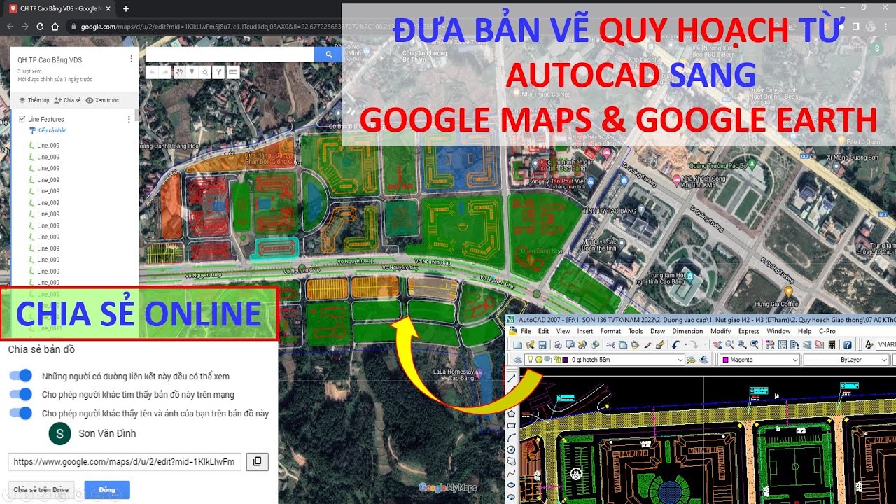 Hướng dẫn đưa bản vẽ Quy hoạch từ Autocad lên Google Maps và Google Earth | Chia sẻ Quy hoạch Online