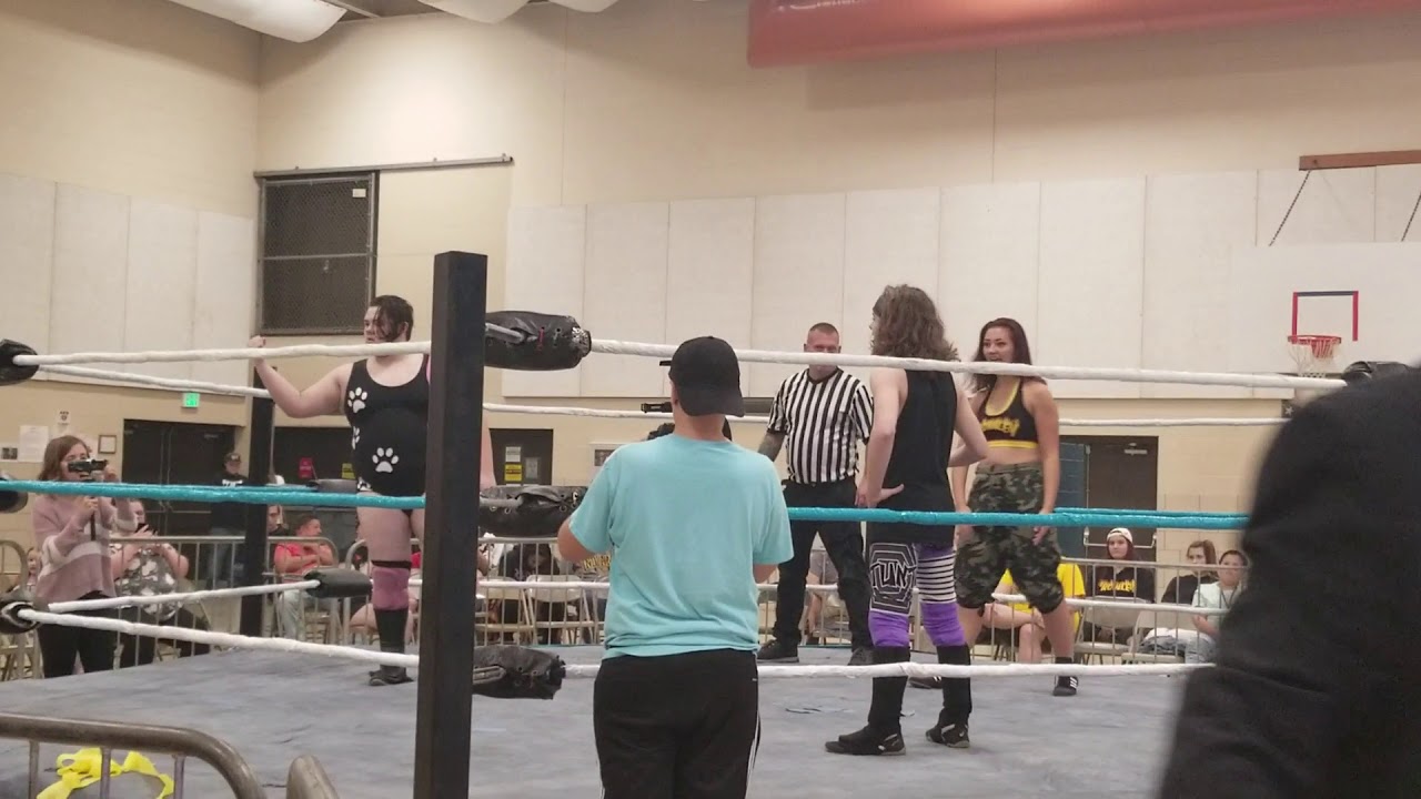 Logan Stunt vs. Alice Crowley vs. Shawn Kemp officiated by Referee Wayne Silver