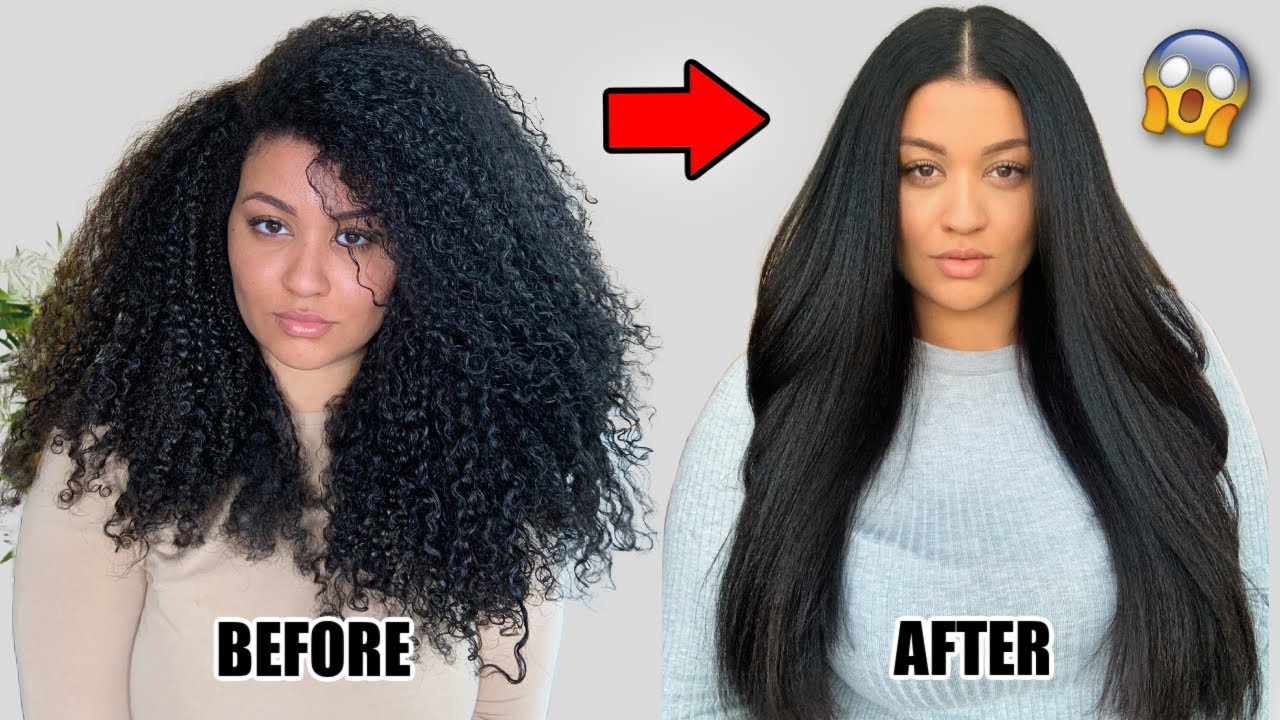 DIY silk press on THICK natural hair 😍 *crazy results no heat damage*