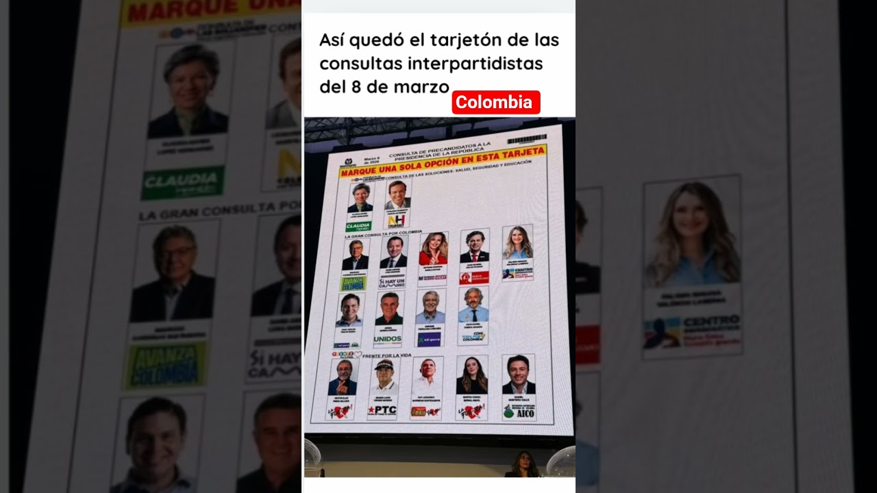 As&iacute; qued&oacute; el tarjet&oacute;n de la consulta interpartidista del 8 marzo Colombia
