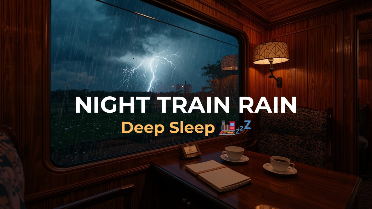 Cozy Luxury Train Cabin in Heavy Rain 🚂🌧️ Sleep Ambience | Rhythmic Train Sounds & Rain on Window