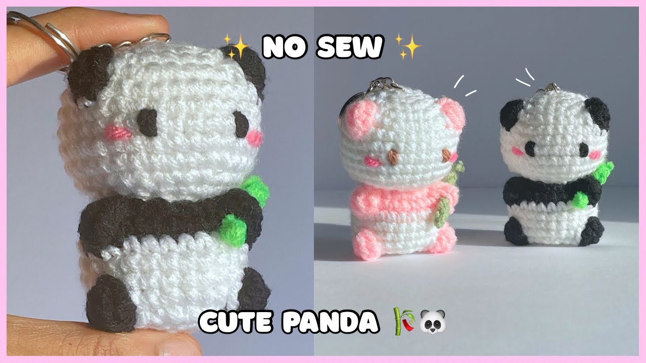 Crochet No Sew Panda 🐼✨ | easy keychain tutorial for absolute beginners 