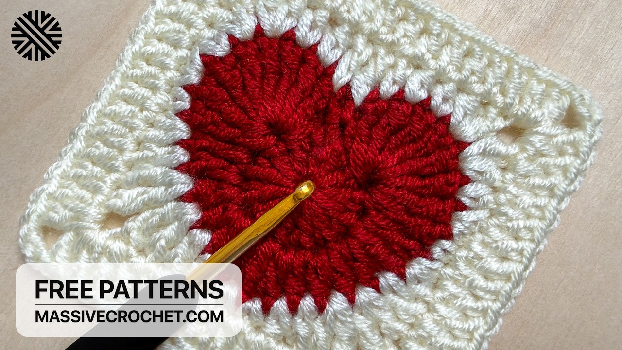 Crochet a Very Easy, Perfect Heart Granny Square for Beginners &hearts;️