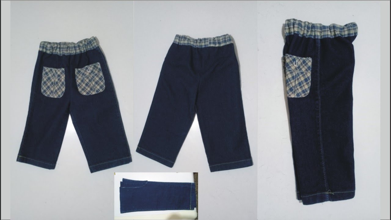 DIY Pantalón para niño con mangas de jeans reciclado