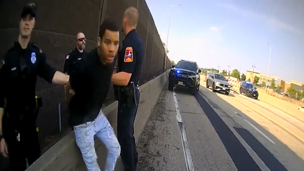 Suspect Runs on Busy Freeway After 120mph Chase