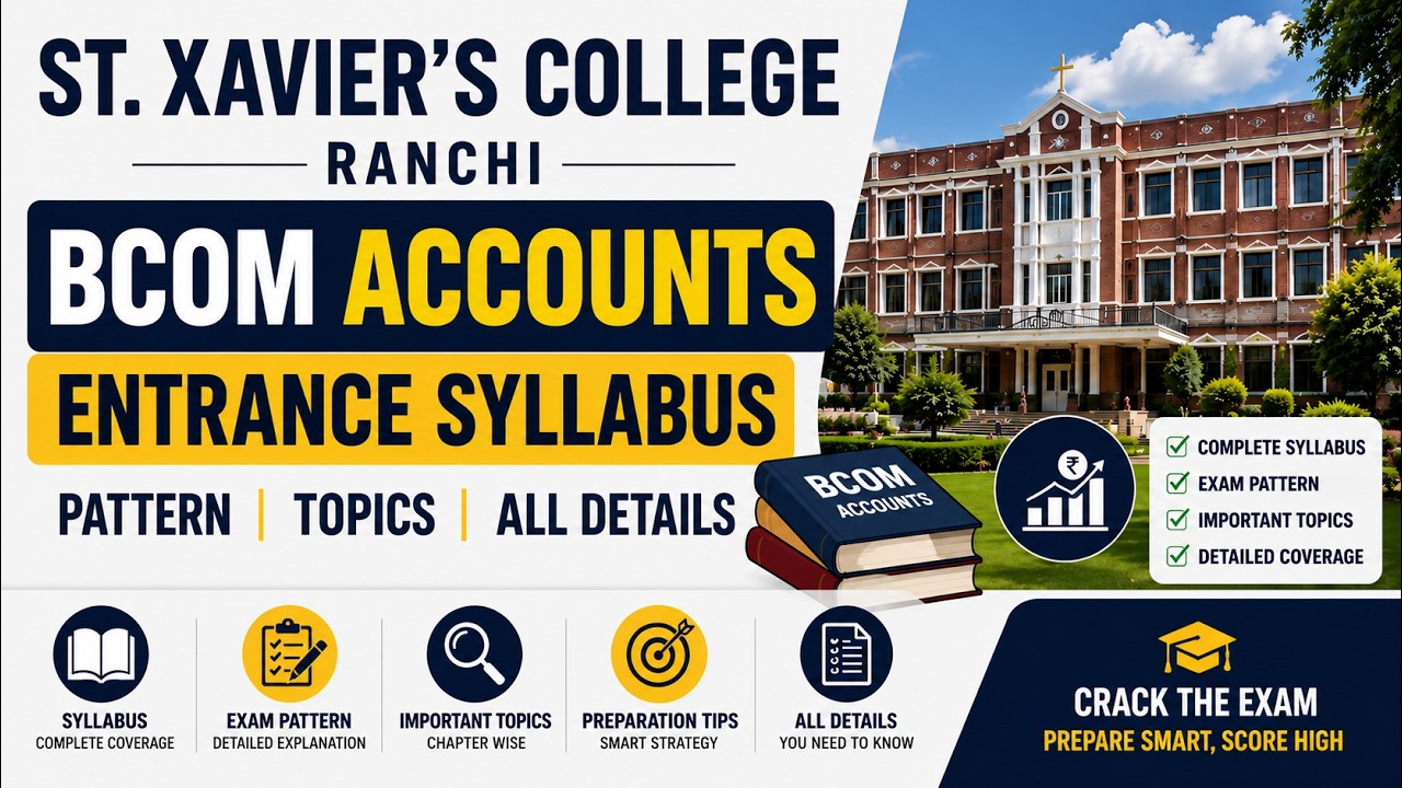 St. Xavier's College Ranchi BCom Entrance Exam Syllabus 2026 | Dept of Commerce Exam Pattern
