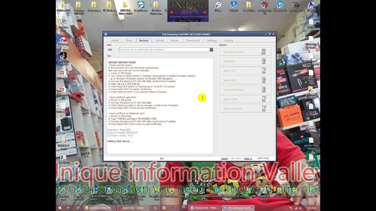 Samsung S6 G920f repair network with Z3x tool
