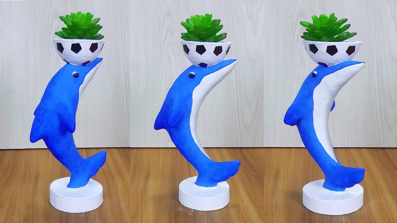 Dolphin flower vase // dolphin showpiece making // Cement Art