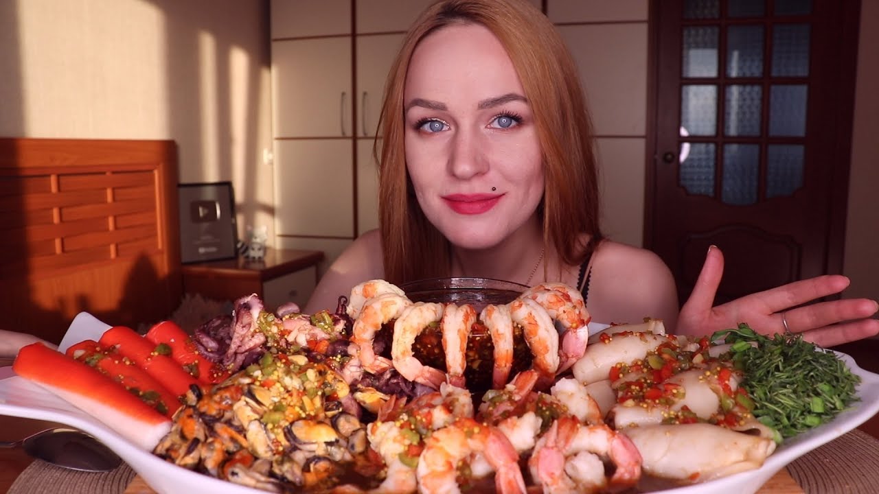 MUKBANG | Кальмары, мидии, креветки, осьминоги | Seafood, mussels, octopus, shrimp не ASMR