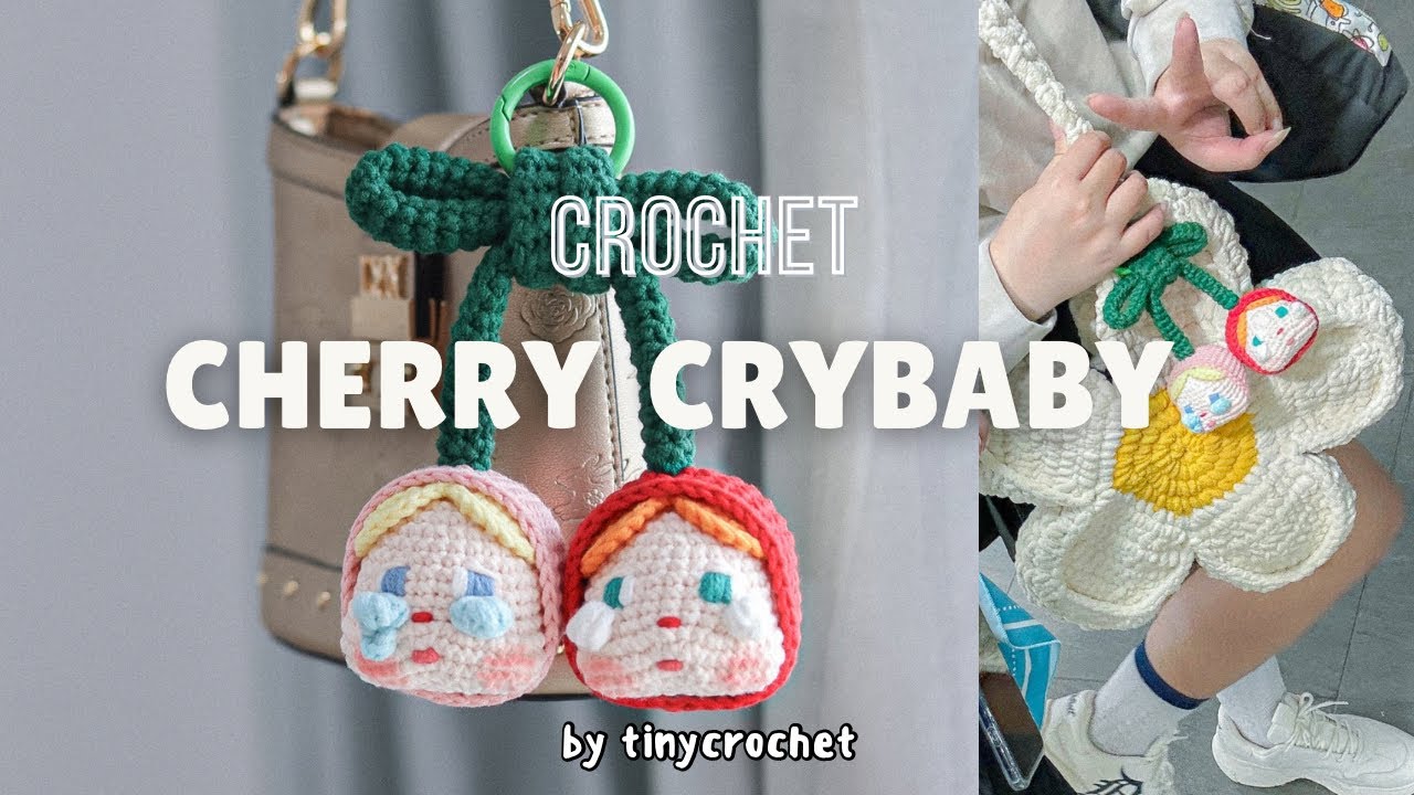 How to Crochet a Cherry Crybaby Keychain 🍒 Full Tutorial | tinycrochet