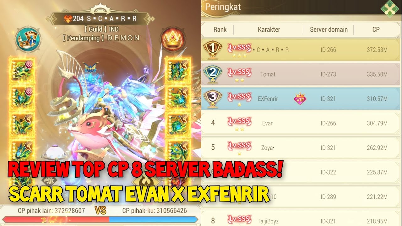 REVIEW TOP CP 8 SERVER BADASS!|SCARR TOMAT EVAN X EXFENRIR|DRAGON HUNTERS:HEROES LEGEND (ANDROID)