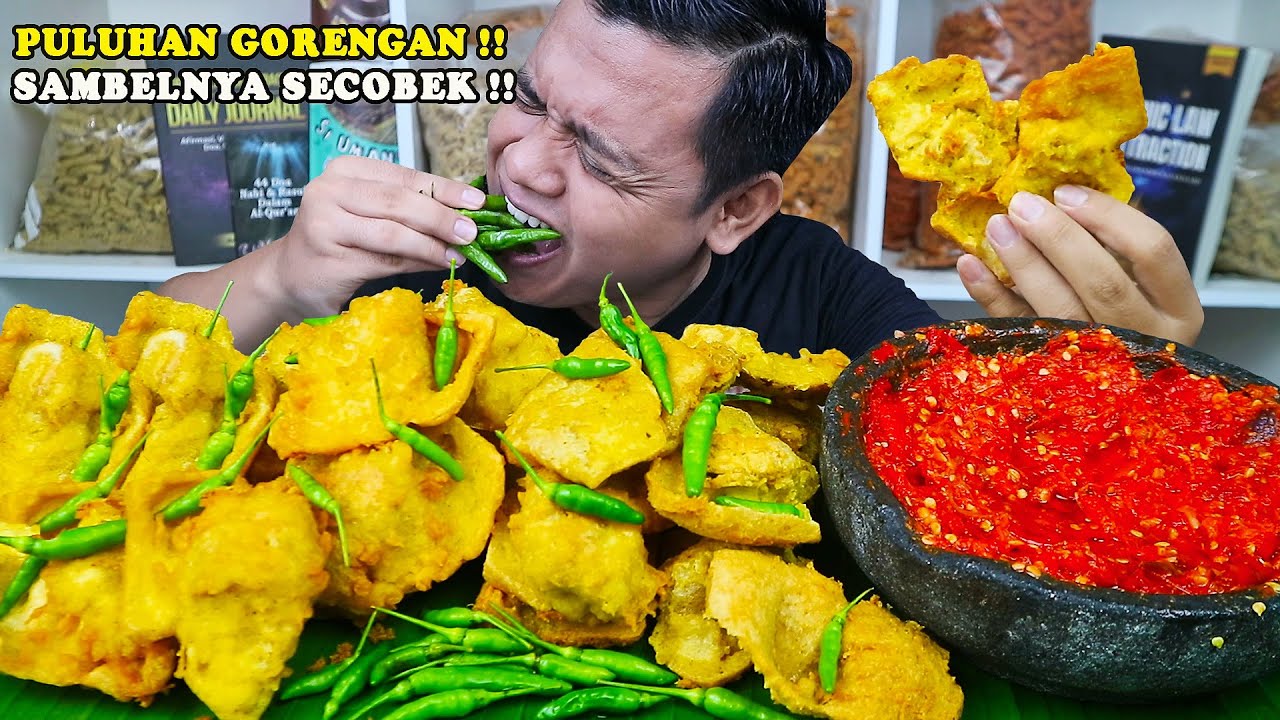 SAMPAI NAMBAH CABE !! MUKBANG GORENGAN TAHU WALIK CABE RAWIT + SAMBAL TERASI CECOBEK !!