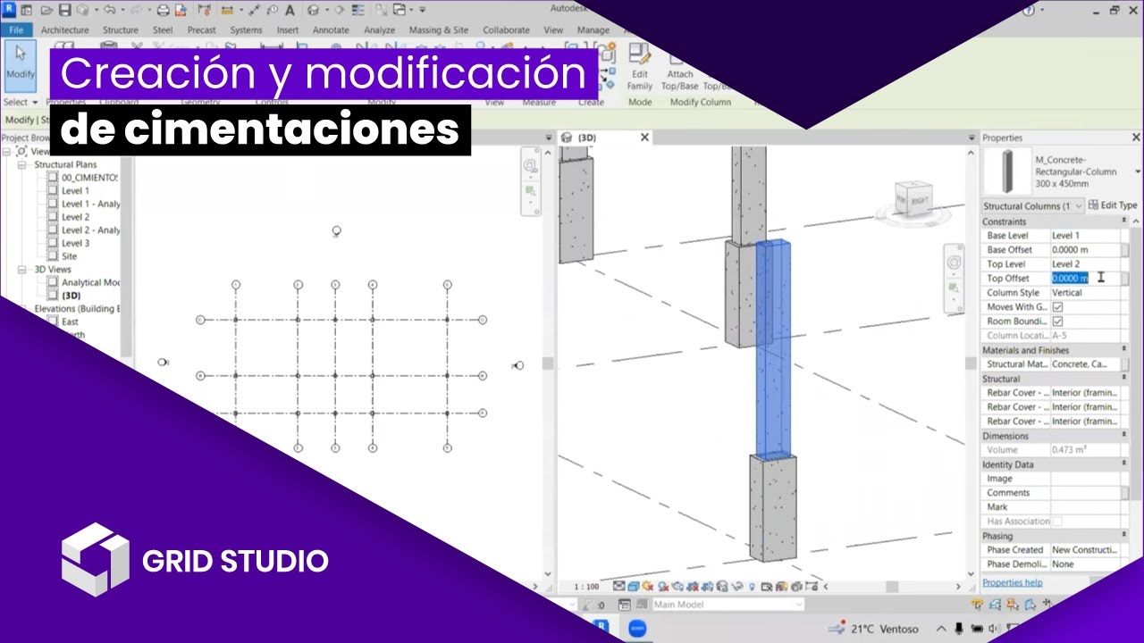 Tutorial de Revit - Creación y modificación de cimentaciones | Grid Studio